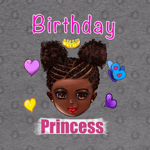 Birthday Princess Girls Birthday Party African American black girl by Artonmytee